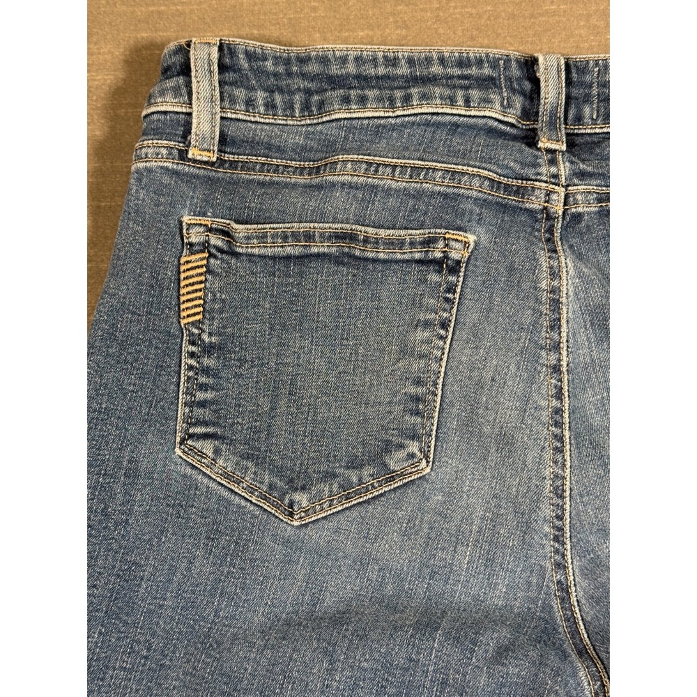 Paige Womens Distressed Straight Leg Jeans Brigitte Medium Wash Blue Denim - Picture 14 of 14